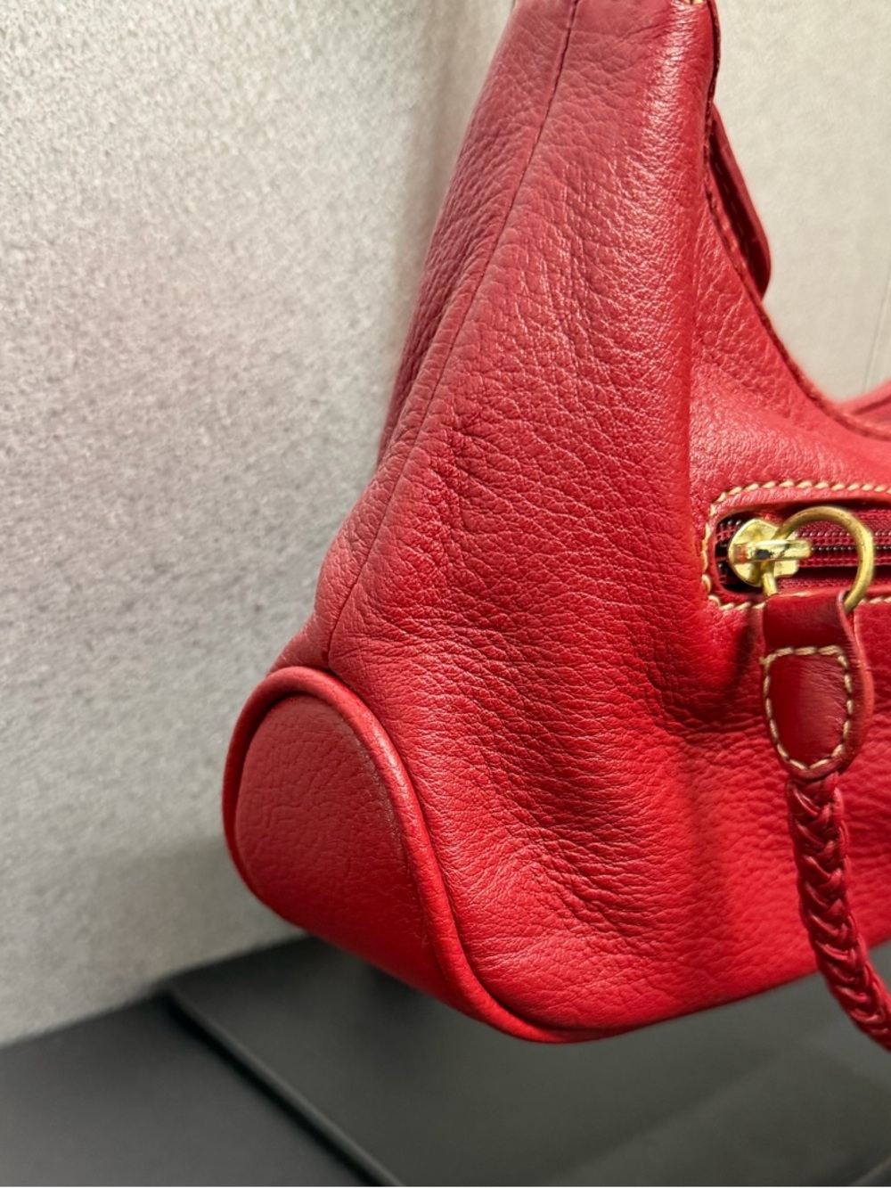 Wilsons Leather Red Mini Shoulder Bag Braided Strap Y2K - Picture 4 of 9